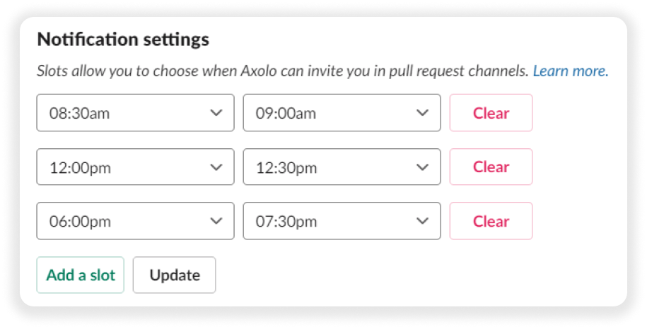 Time slots for invitation