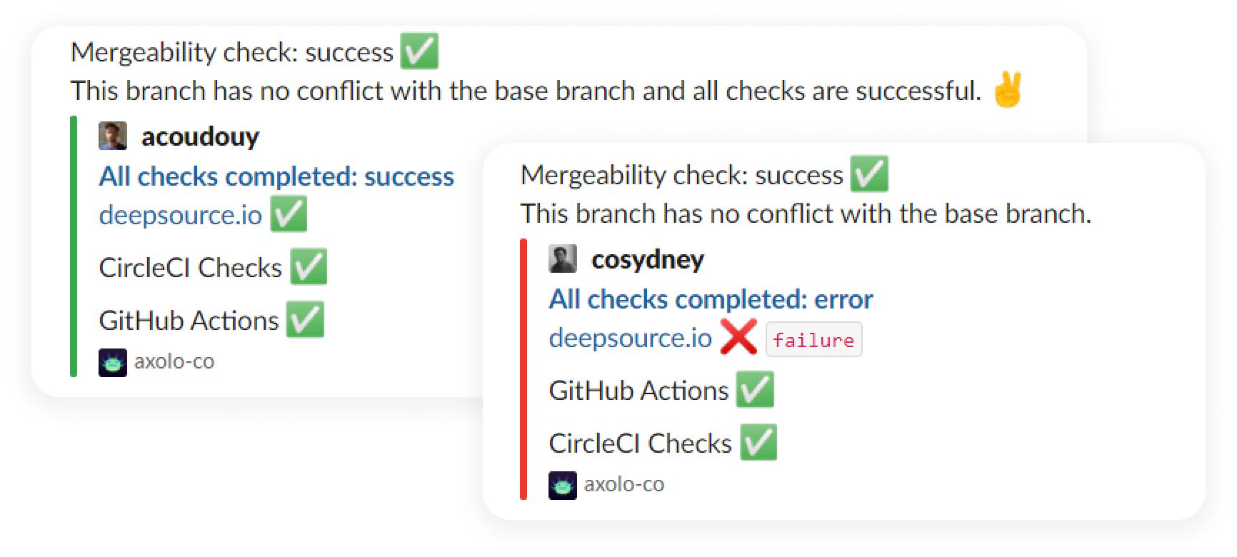 Axolo checks in Slack for pull requests